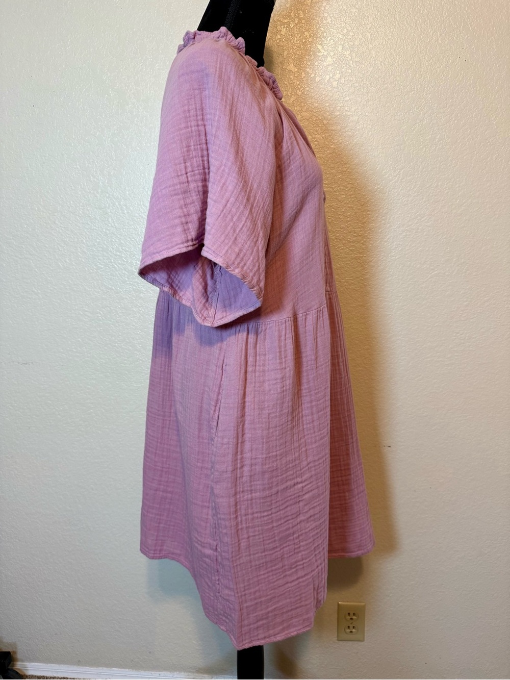NWT Old Navy Split-Neck Crinkle Gauze Mini Swing Dress Lilac Size Large - Picture 10 of 14